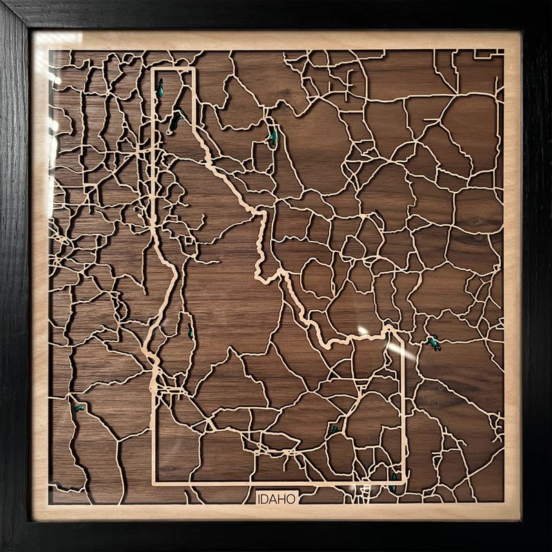 Idaho wooden map