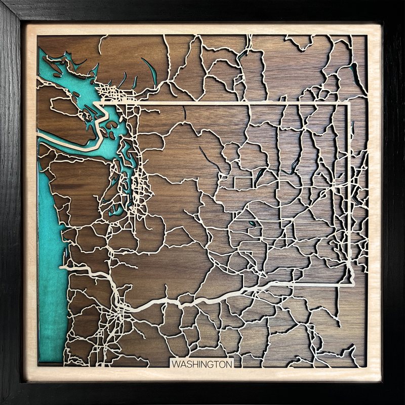 Washington wooden map